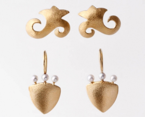 Ohrschmuck, Ornamentohrringe, handgearbeitete Ohrringe, Goldschmiede Einklang, Kollektion Einklang